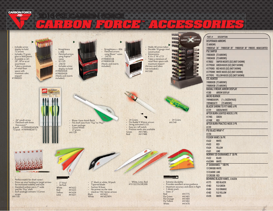 Carbon force, Accessories, 2013 pse carbon force | PSE Archery Arrows 2013 User Manual | Page 4 / 5