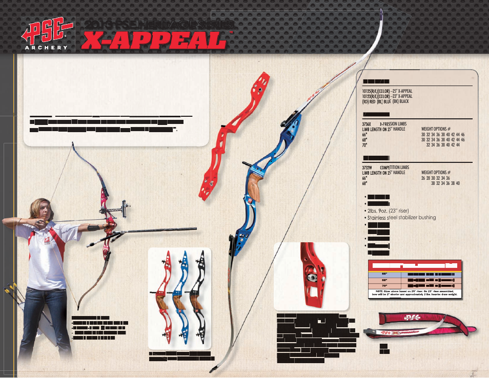 X-appeal, 2013 pse heritage series | PSE Archery Heritage Series Bows 2013 User Manual | Page 2 / 9