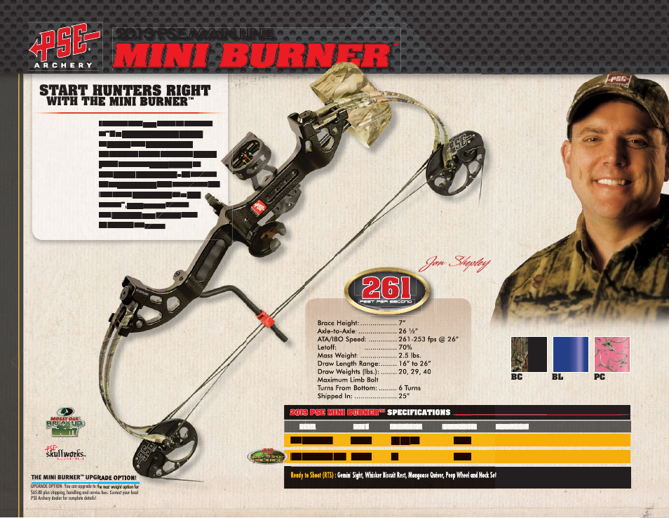 Mini burner, Jon shepley, 2013 pse main line | Start hunters right | PSE Archery Mainline Bows 2013 User Manual | Page 12 / 13