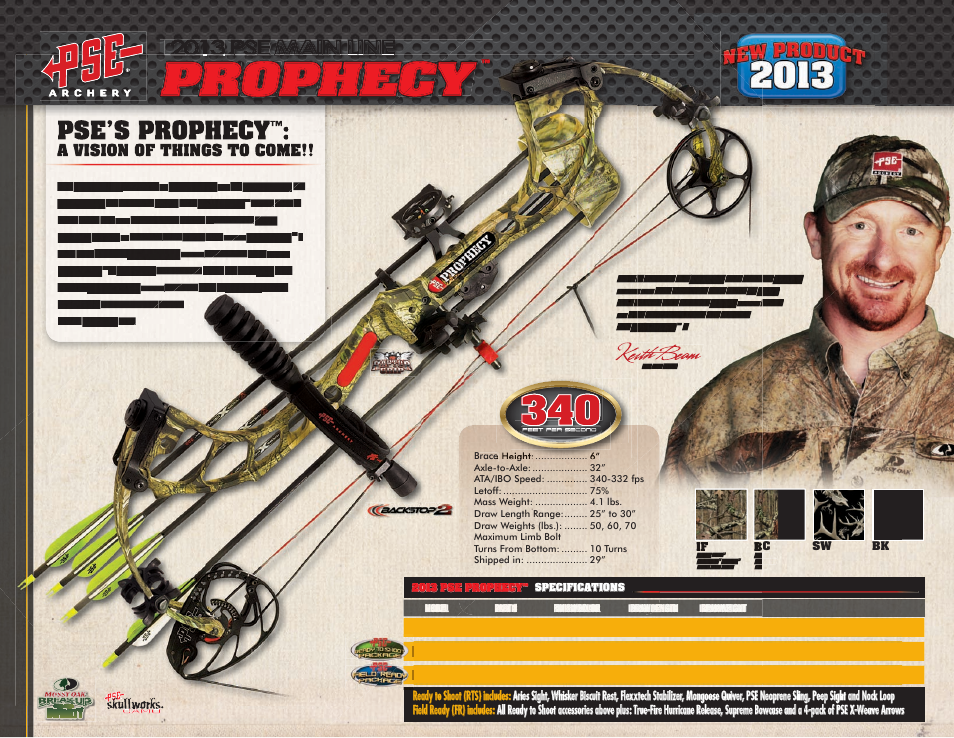 Prophecy, Keith beam, Pse’s prophecy | 2013 pse main line | PSE Archery Mainline Bows 2013 User Manual | Page 5 / 13