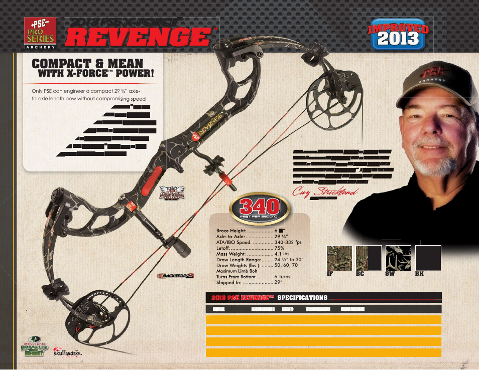 Revenge, Cuz strickland, Compact & mean | 2013 pse x-force, With x-force, Power | PSE Archery Pro Series Bows 2013 User Manual | Page 12 / 19