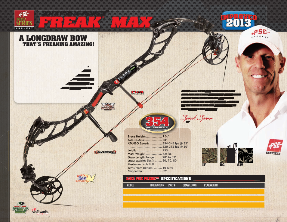 Freak, Spook spann, A longdraw bow | 2013 pse x-force | PSE Archery Pro Series Bows 2013 User Manual | Page 14 / 19