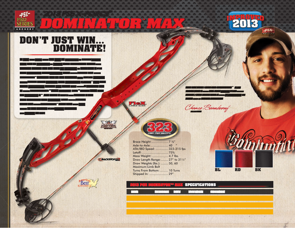 Dominator, Don’t just win... dominate, 2013 pse x-force | PSE Archery Pro Series Bows 2013 User Manual | Page 16 / 19