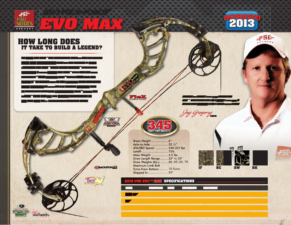 Jay gregory, How long does, 2013 pse x-force | It take to build a legend | PSE Archery Pro Series Bows 2013 User Manual | Page 9 / 19