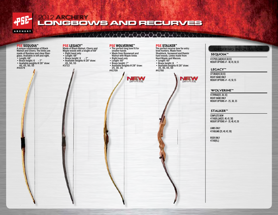 Longbows and recurves, 2012 archery | PSE Archery Heritage Series Bows 2012 User Manual | Page 5 / 7