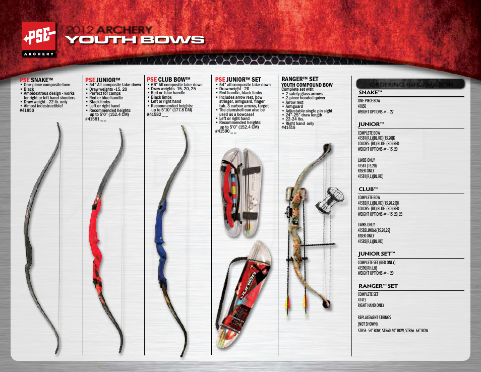 Youth bows, 2012 archery | PSE Archery Heritage Series Bows 2012 User Manual | Page 6 / 7