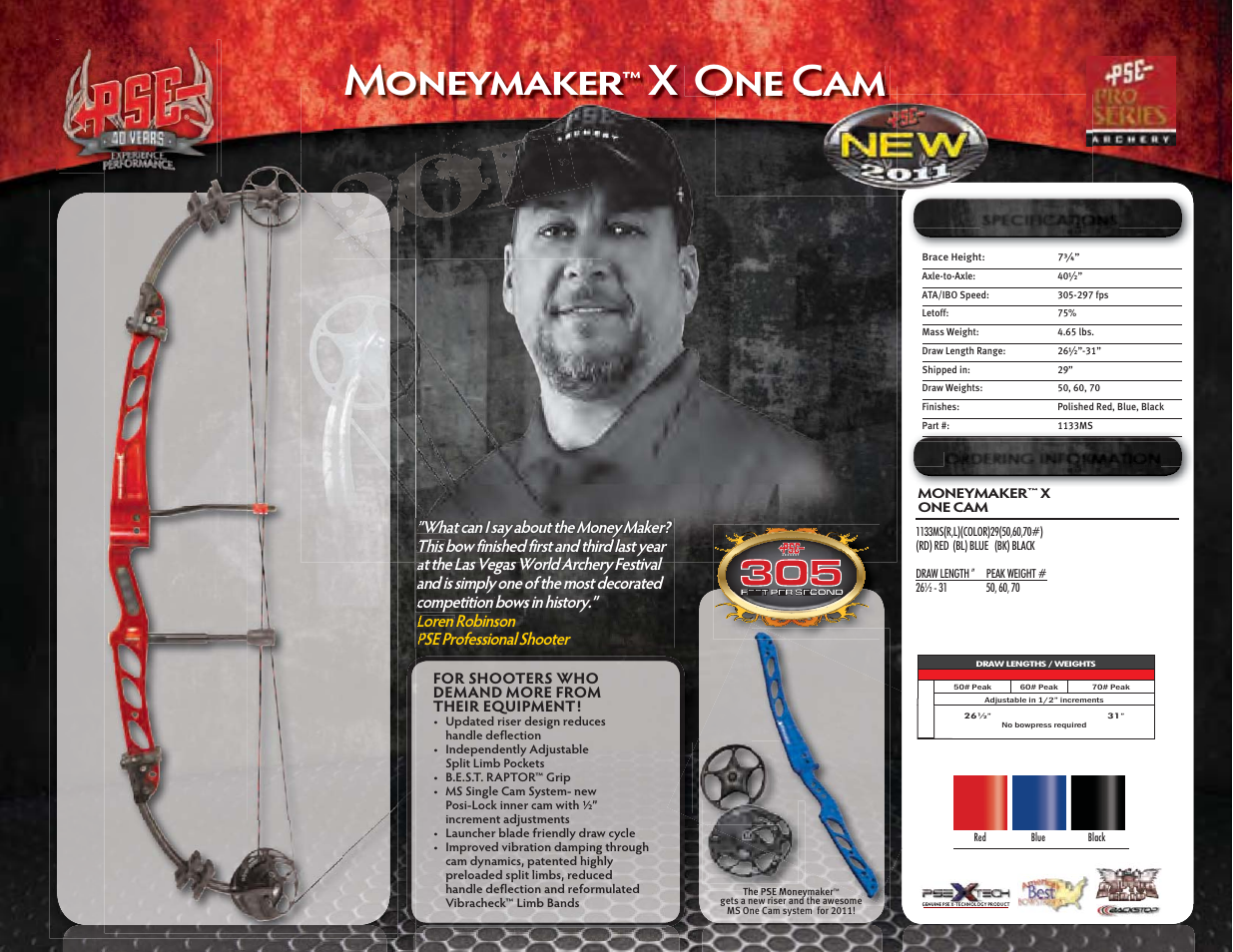 Moneymaker, X one cam | PSE Archery Pro Series Bows 2011 User Manual | Page 16 / 16