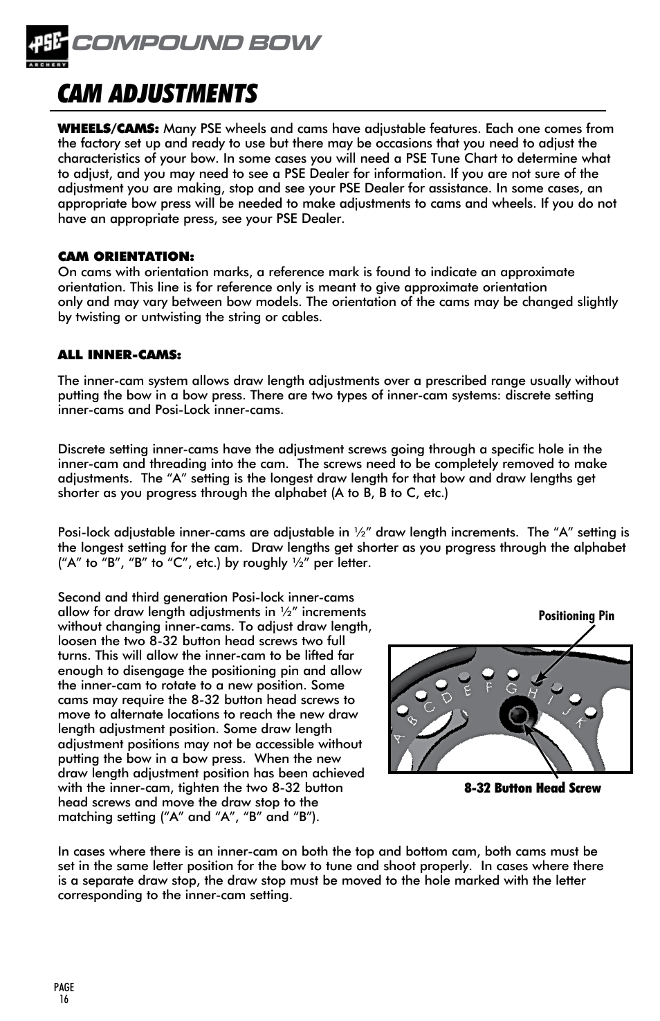 Cam adjustments, Compound bow, User’s guide | PSE Archery Compound Bow 2015 User Manual | Page 15 / 42