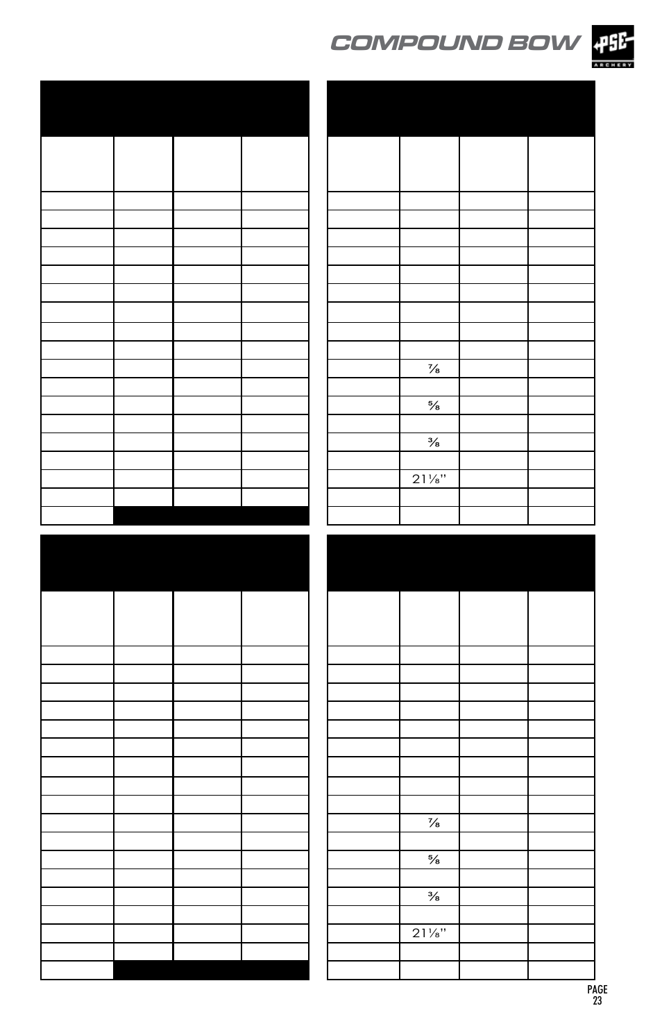 Compound bow, User’s guide, Pse surge 70# grow with you cable settings | PSE Archery Compound Bow 2015 User Manual | Page 22 / 42