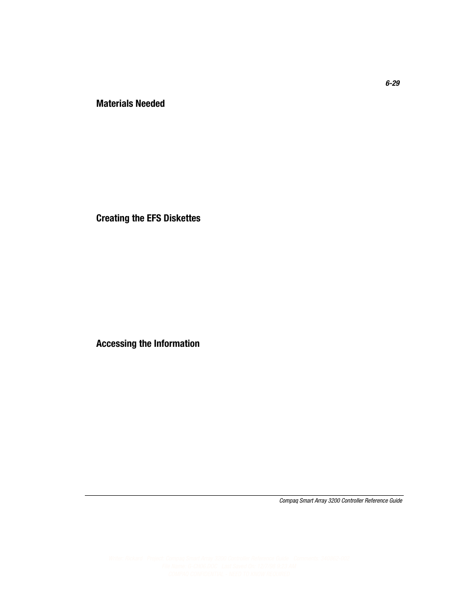 Materials needed, Creating the efs diskettes, Accessing the information | Compaq 3200 User Manual | Page 111 / 211