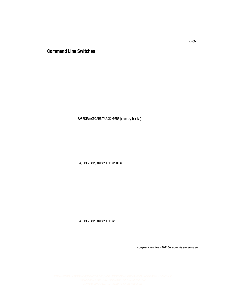 Command line switches | Compaq 3200 User Manual | Page 119 / 211