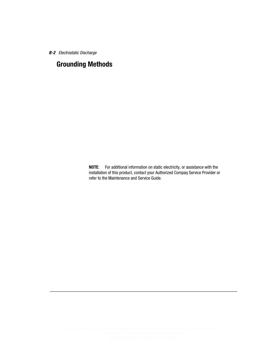 Grounding methods | Compaq 3200 User Manual | Page 133 / 211