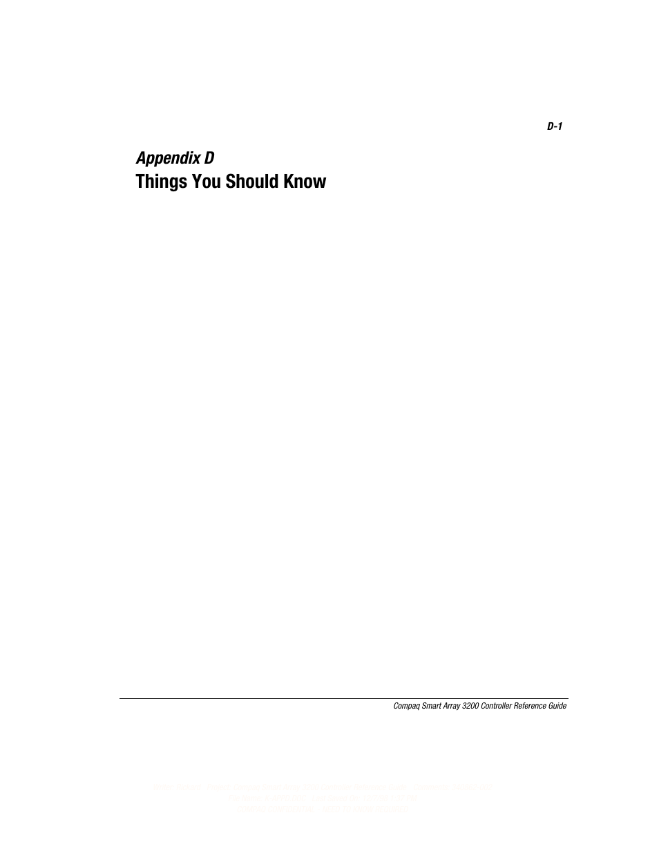 Appendix d: things you should know, Appendix d, Things you should know | Compaq 3200 User Manual | Page 137 / 211