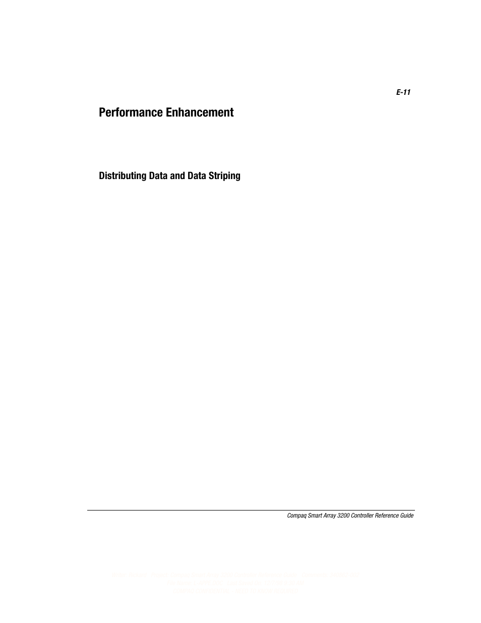 Performance enhancement, Distributing data and data striping | Compaq 3200 User Manual | Page 153 / 211
