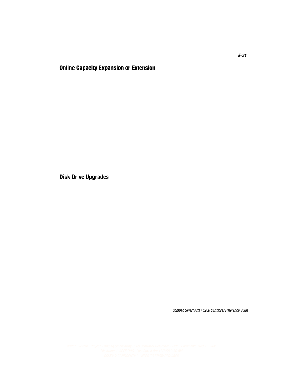 Online capacity expansion or extension, Disk drive upgrades | Compaq 3200 User Manual | Page 163 / 211