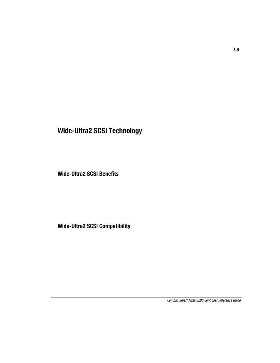 Wide-ultra2 scsi technology, Wide-ultra2 scsi benefits, Wide-ultra2 scsi compatibility | Compaq 3200 User Manual | Page 17 / 211