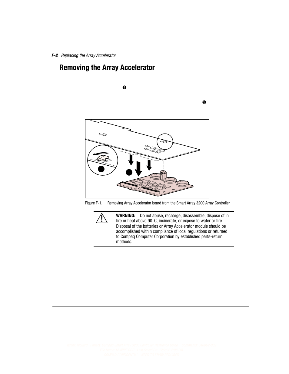 Removing the array accelerator | Compaq 3200 User Manual | Page 172 / 211