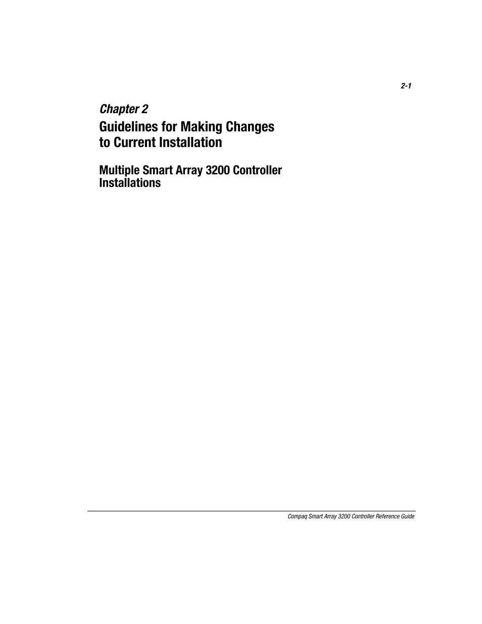 Chapter 2, Multiple smart array 3200 controller installations | Compaq 3200 User Manual | Page 21 / 211