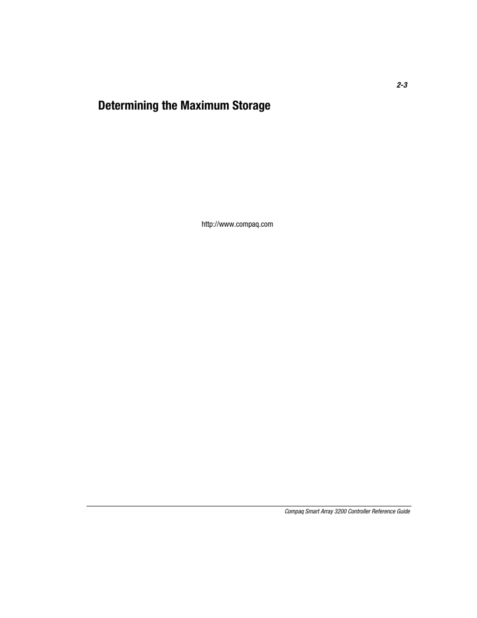 Determining the maximum storage | Compaq 3200 User Manual | Page 23 / 211
