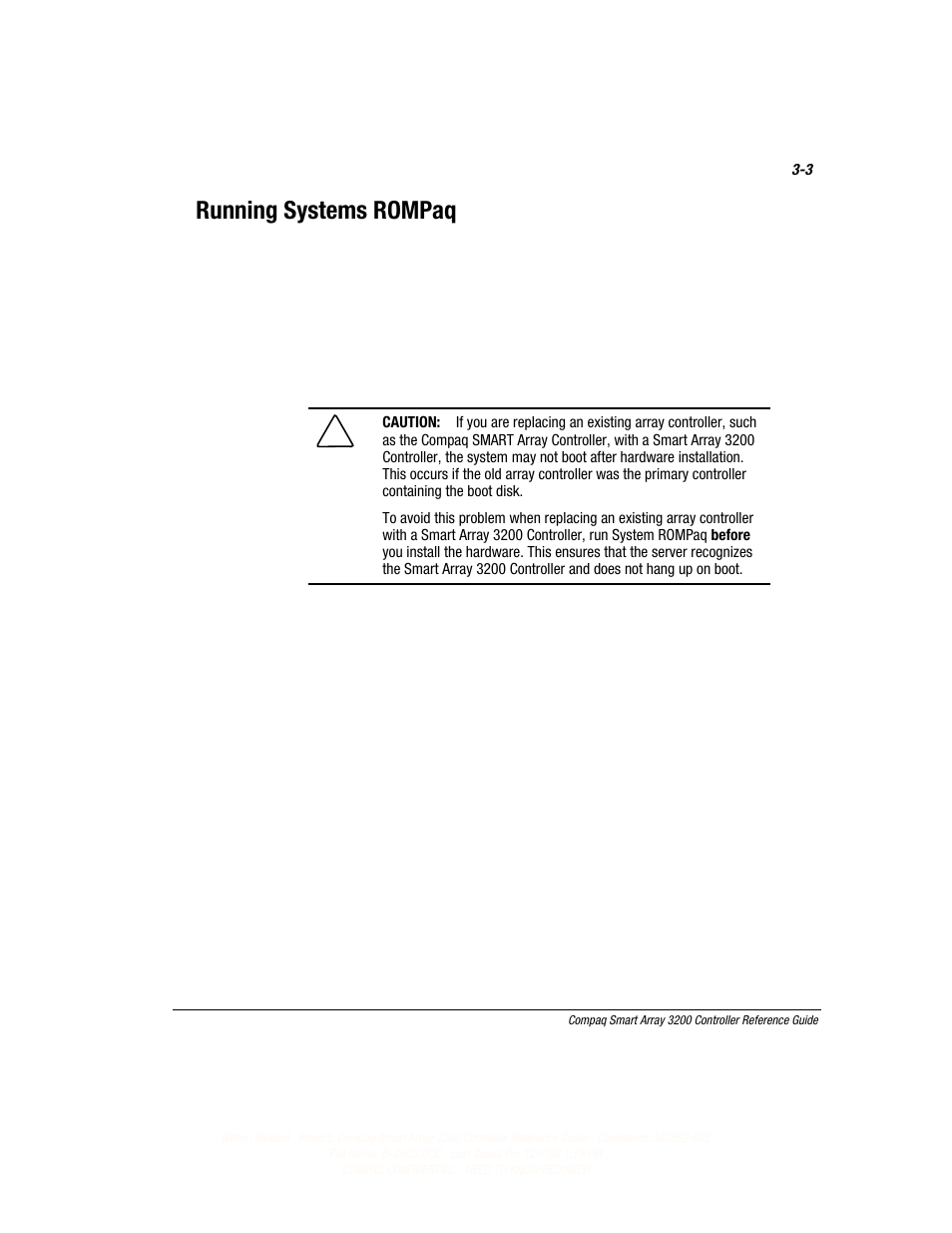 Running systems rompaq | Compaq 3200 User Manual | Page 34 / 211