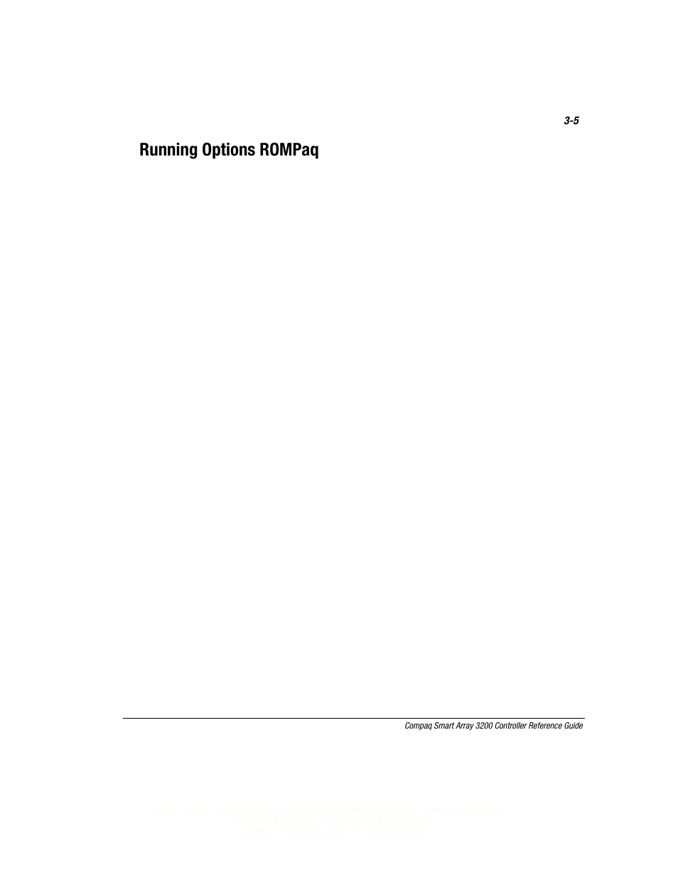 Running options rompaq | Compaq 3200 User Manual | Page 36 / 211