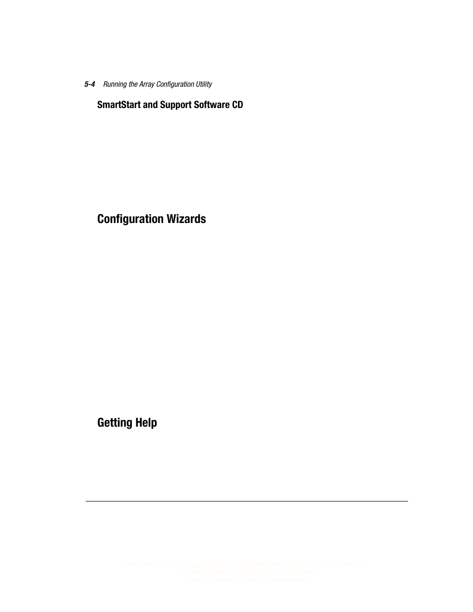 Configuration wizards, Getting help, Smartstart and support software cd | Compaq 3200 User Manual | Page 48 / 211