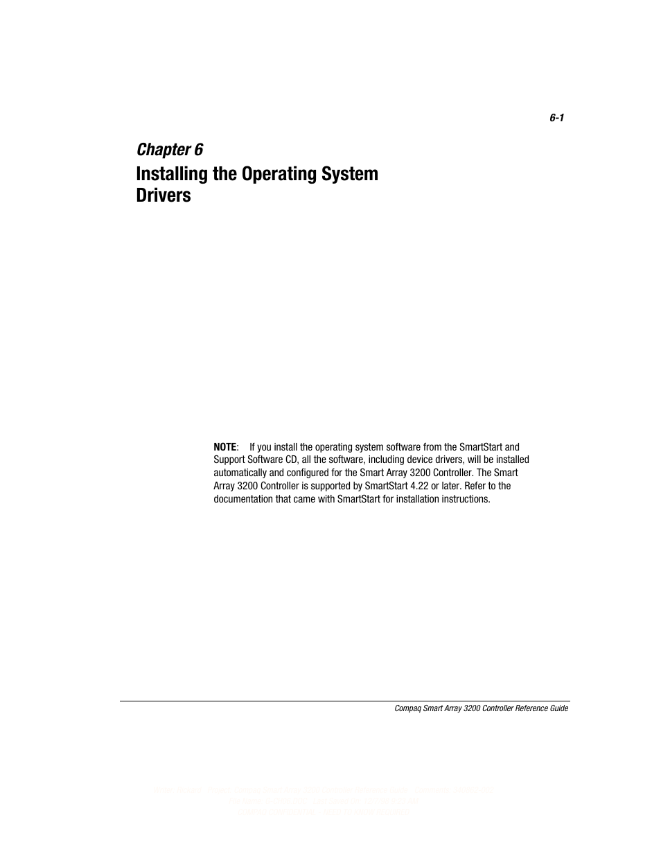 Chapter 6: installing the operating system drivers, Chapter 6, Installing the operating system drivers | Continued | Compaq 3200 User Manual | Page 83 / 211
