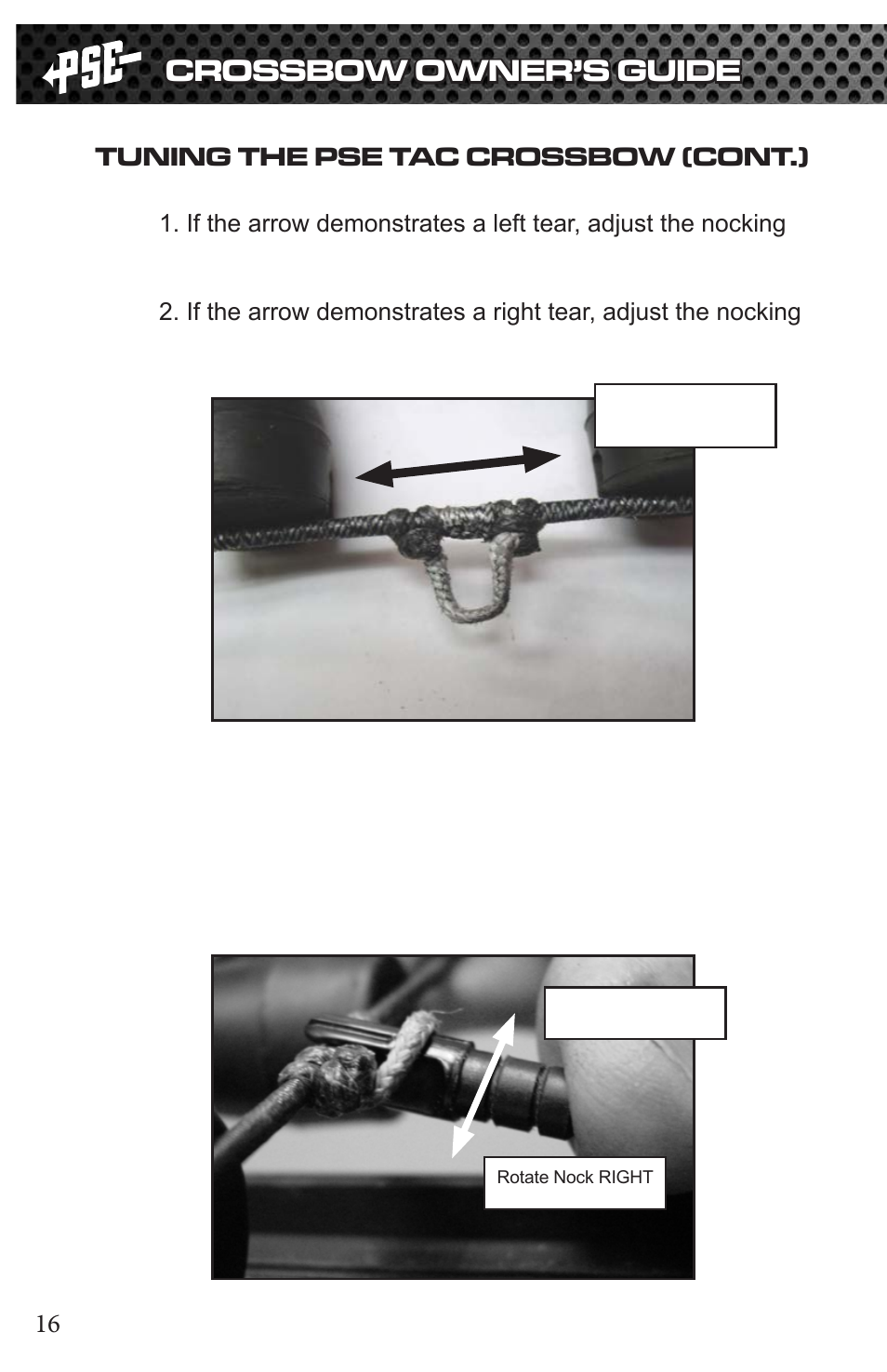 Crossbow owner’s guide | PSE Archery TAC 2013 User Manual | Page 16 / 22