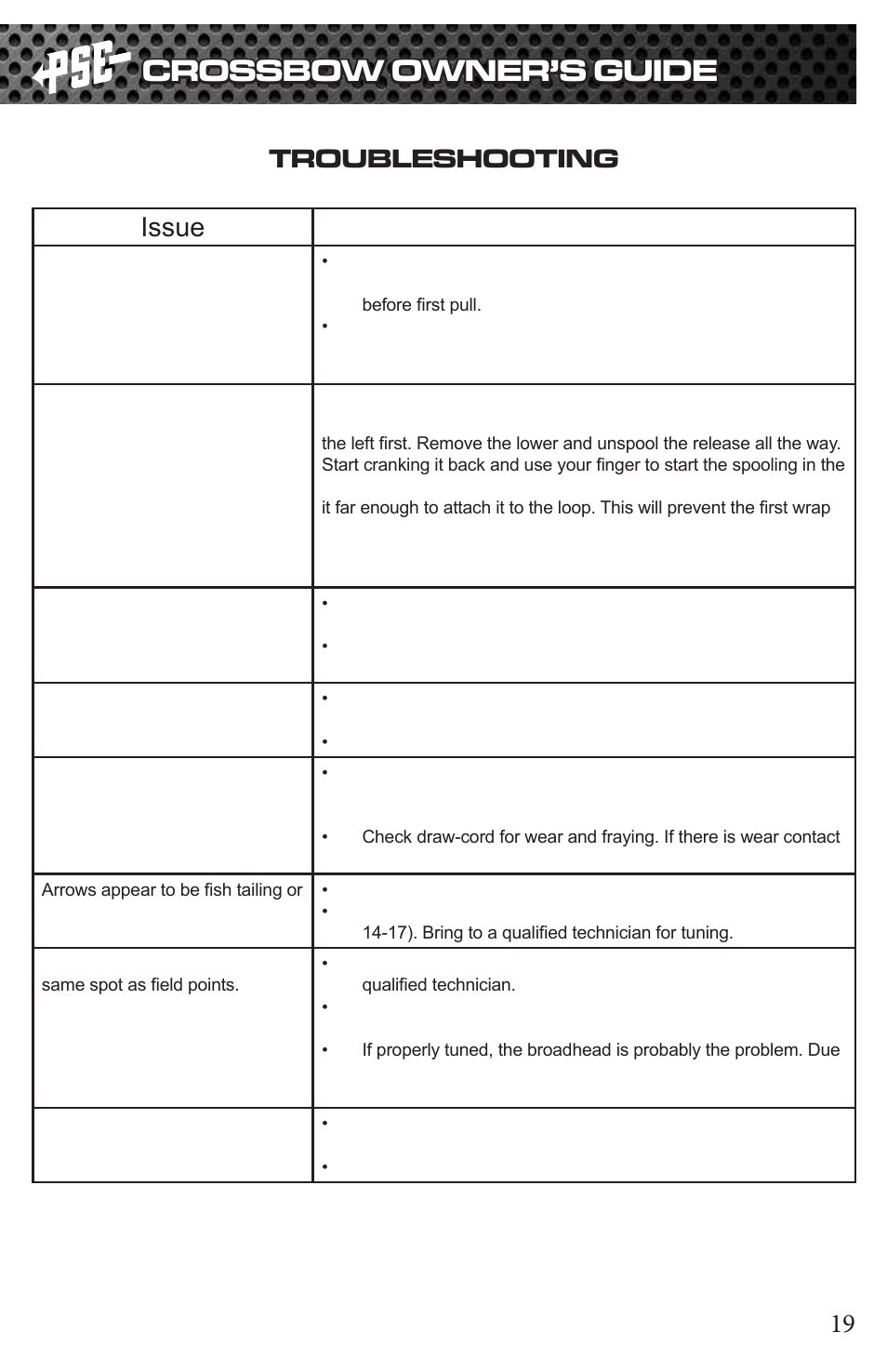 Crossbow owner’s guide | PSE Archery TAC 2013 User Manual | Page 19 / 22