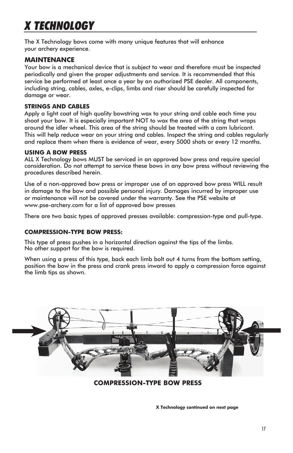 X technology | PSE Archery Bow 2012 User Manual | Page 17 / 24