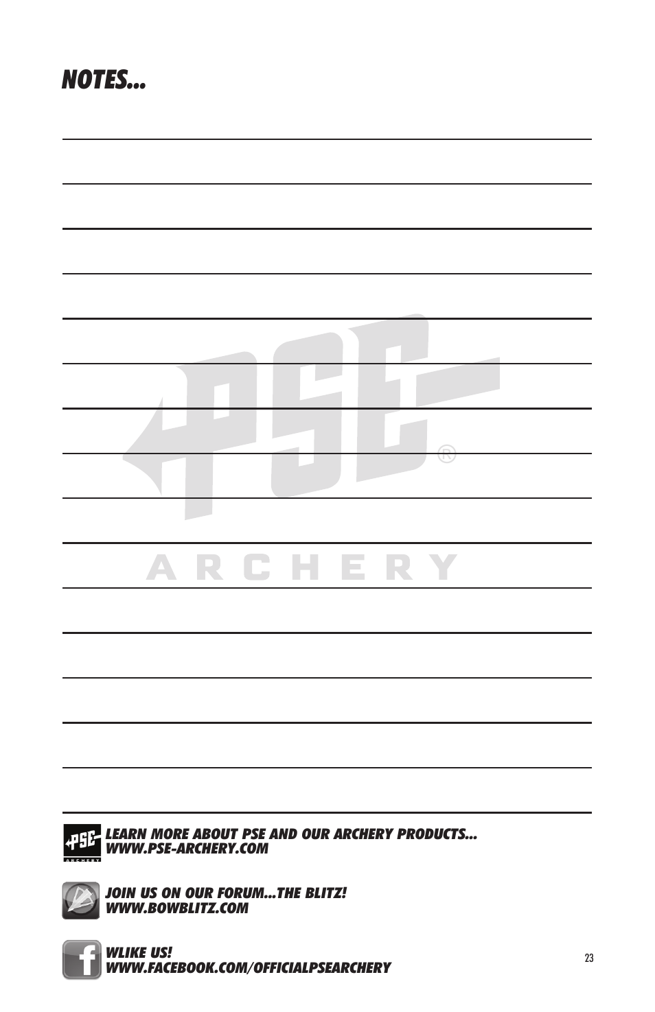 PSE Archery Bow 2012 User Manual | Page 23 / 24