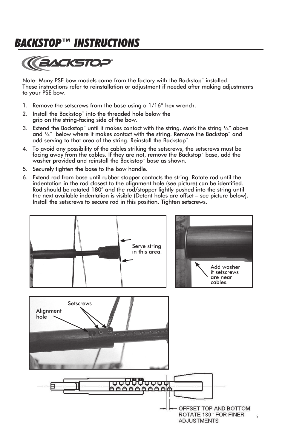 Backstop™ instructions | PSE Archery Bow 2012 User Manual | Page 5 / 24