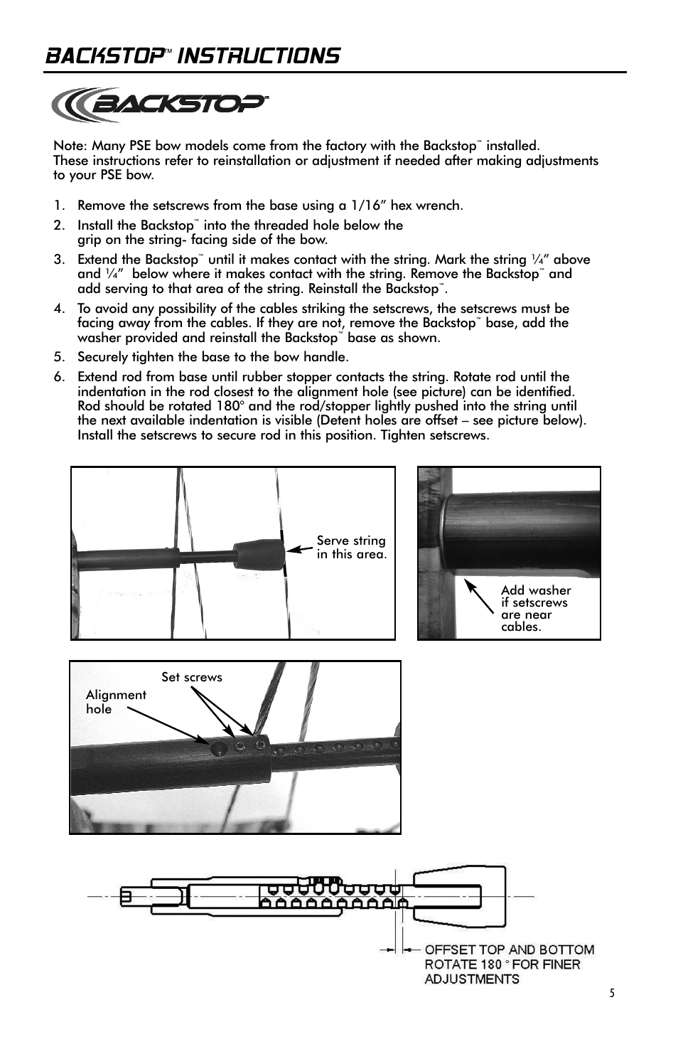 Backstop, Instructions | PSE Archery Bow 2009 User Manual | Page 5 / 16