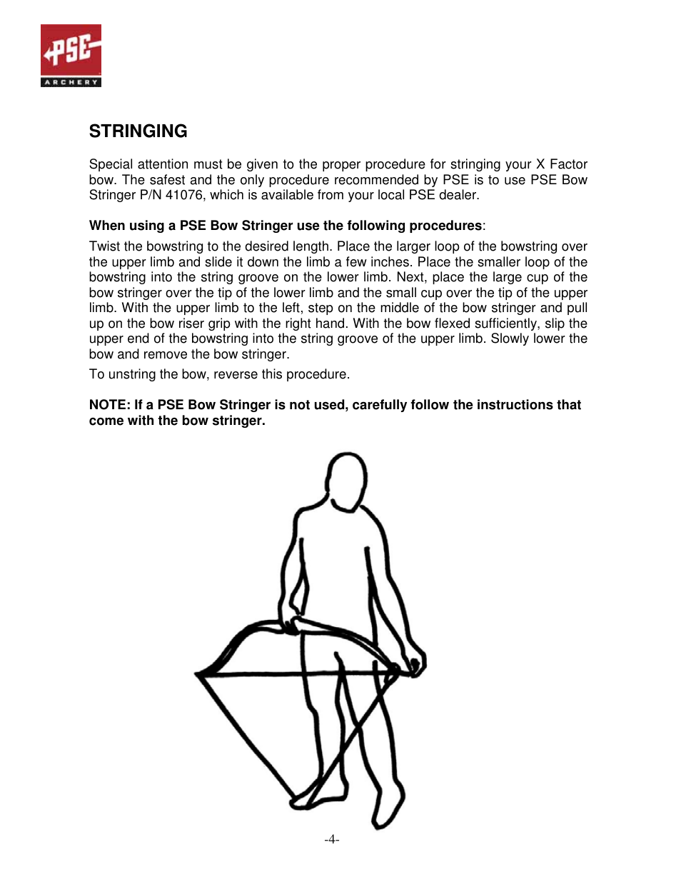 Stringing | PSE Archery X Factor User Manual | Page 4 / 8