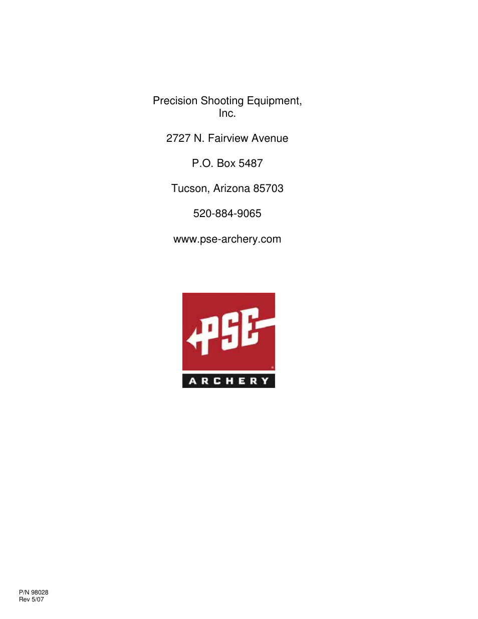 PSE Archery X Factor User Manual | Page 8 / 8