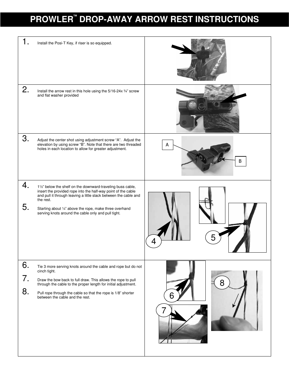 PSE Archery Prowler Arrow Rest User Manual | 2 pages