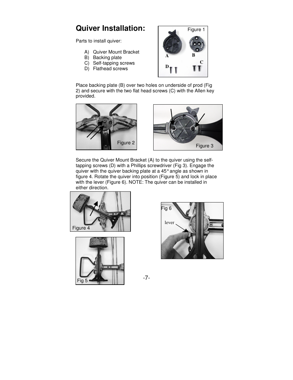 Quiver installation | PSE Archery Viper Series Crossbow User Manual | Page 7 / 11