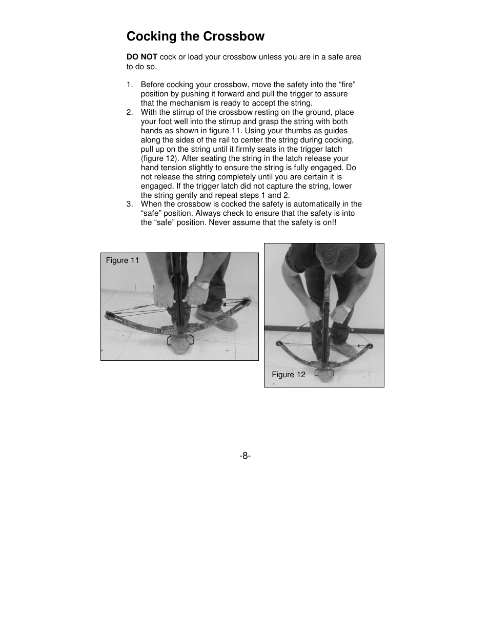 Cocking the crossbow | PSE Archery Viper Series Crossbow User Manual | Page 8 / 11