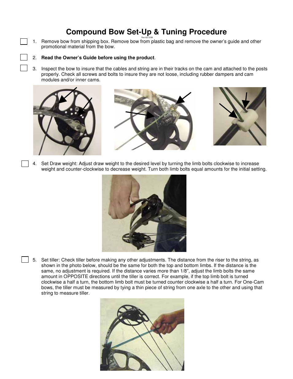 PSE Archery Compound Bow Set-up Procedures User Manual | 8 pages