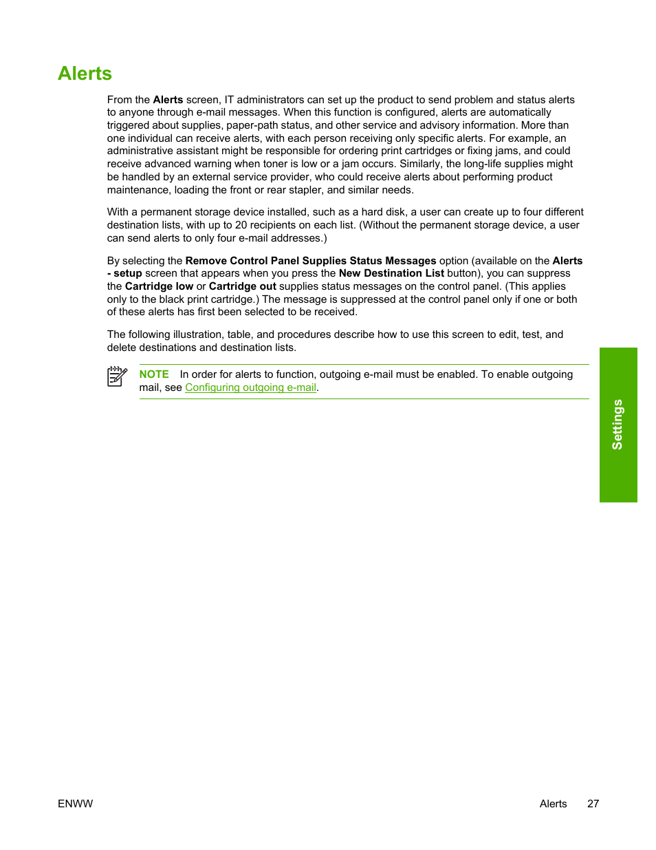 Alerts | HP LaserJet 4700 User Manual | Page 37 / 68