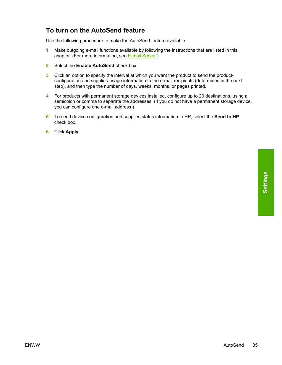 To turn on the autosend feature | HP LaserJet 4700 User Manual | Page 45 / 68