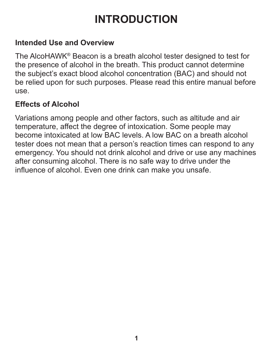 Introduction | Q3 Innovations AlcoHAWK Beacon User Manual | Page 3 / 20