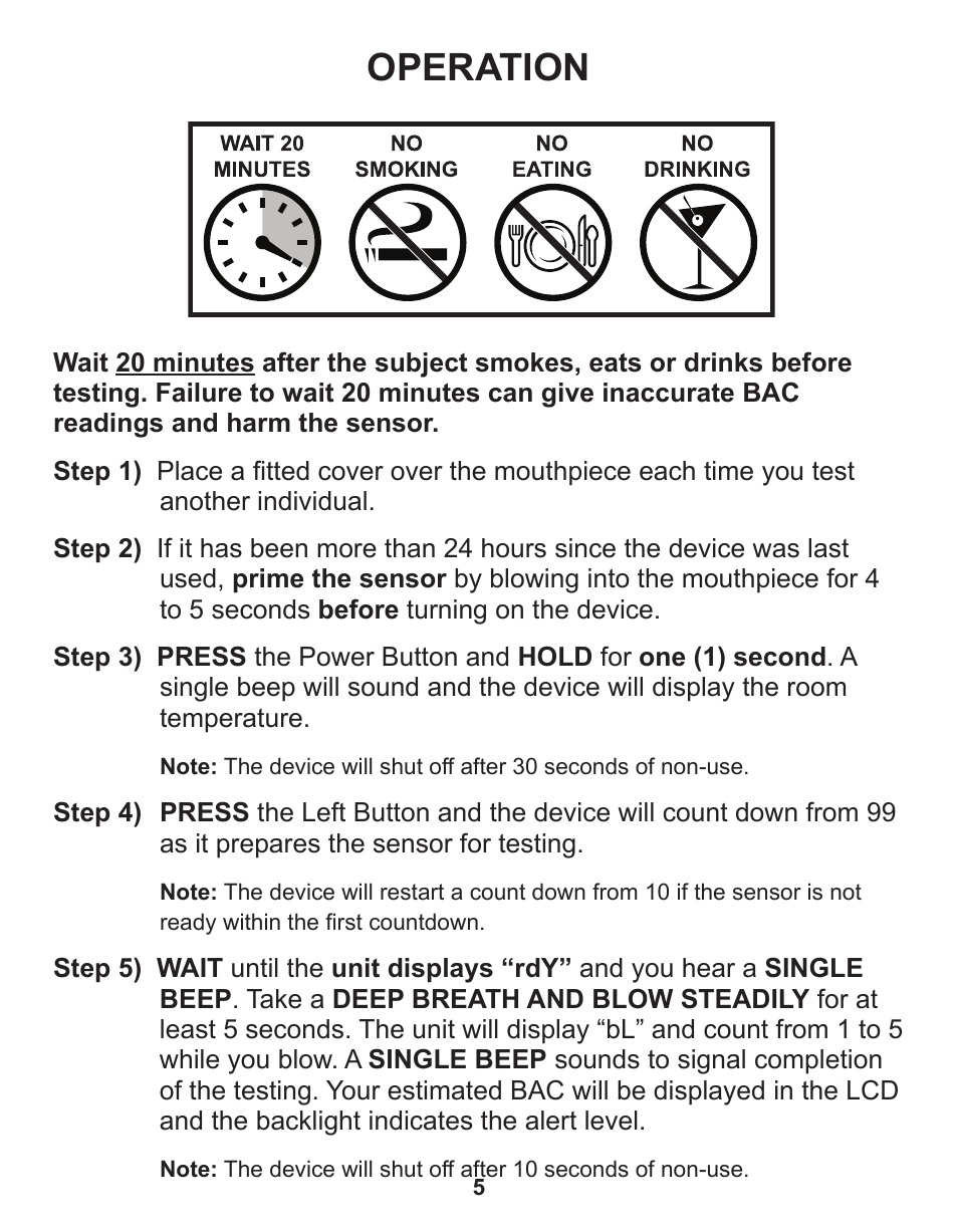 Operation | Q3 Innovations AlcoHAWK Beacon User Manual | Page 7 / 20