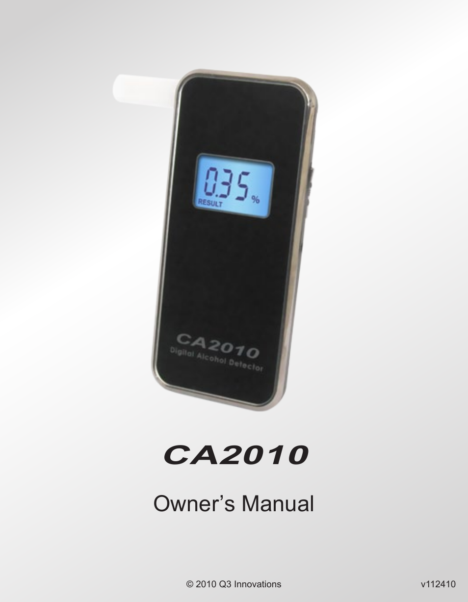 Q3 Innovations AlcoHAWK CA2010 User Manual | 16 pages