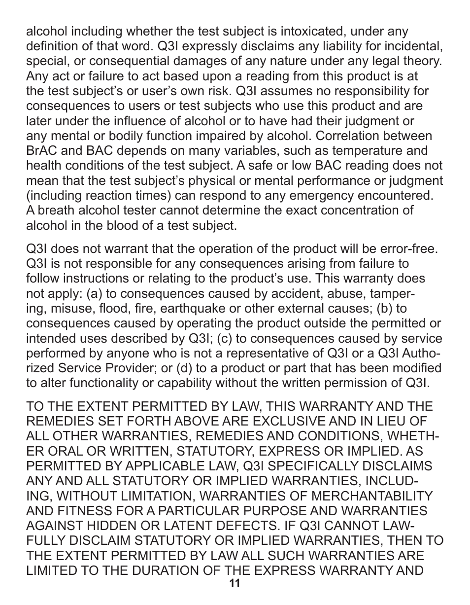Q3 Innovations AlcoHAWK PRECISION User Manual | Page 13 / 16