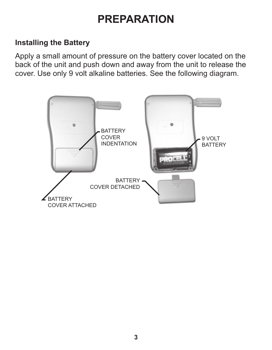 Preparation | Q3 Innovations AlcoHAWK PRECISION User Manual | Page 5 / 16