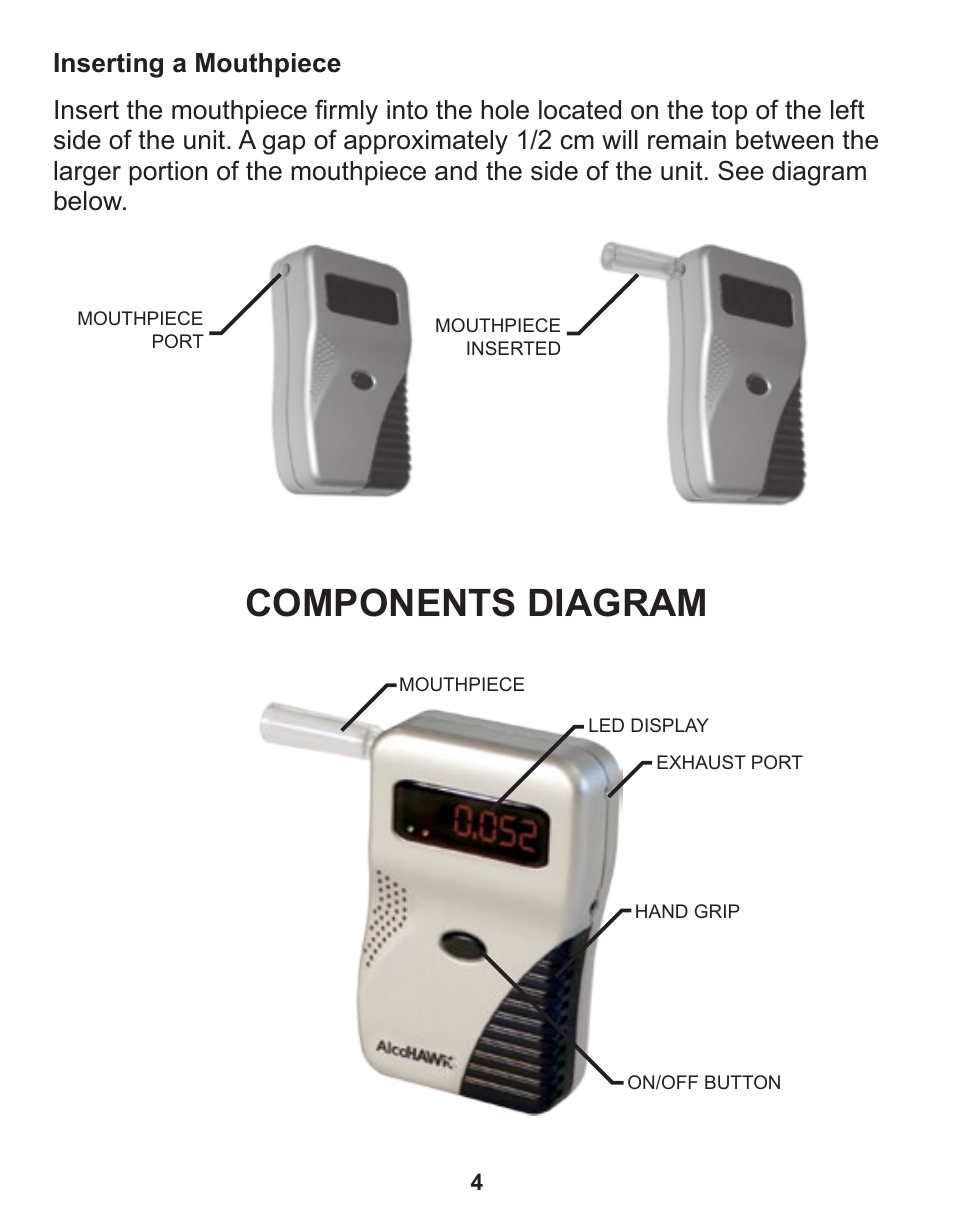 Components diagram | Q3 Innovations AlcoHAWK PRECISION User Manual | Page 6 / 16