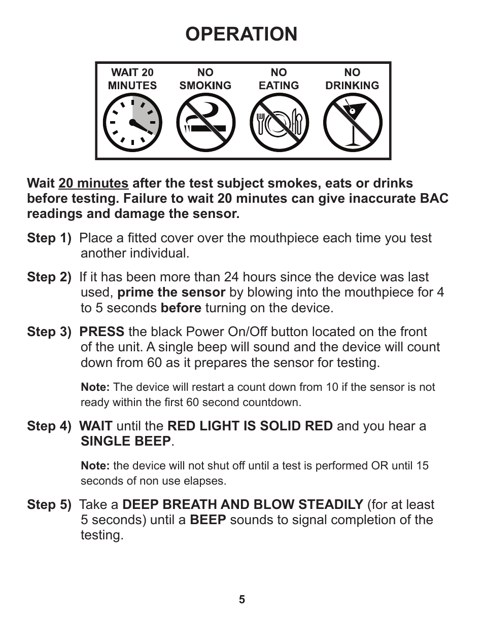 Operation | Q3 Innovations AlcoHAWK SLIM User Manual | Page 7 / 16