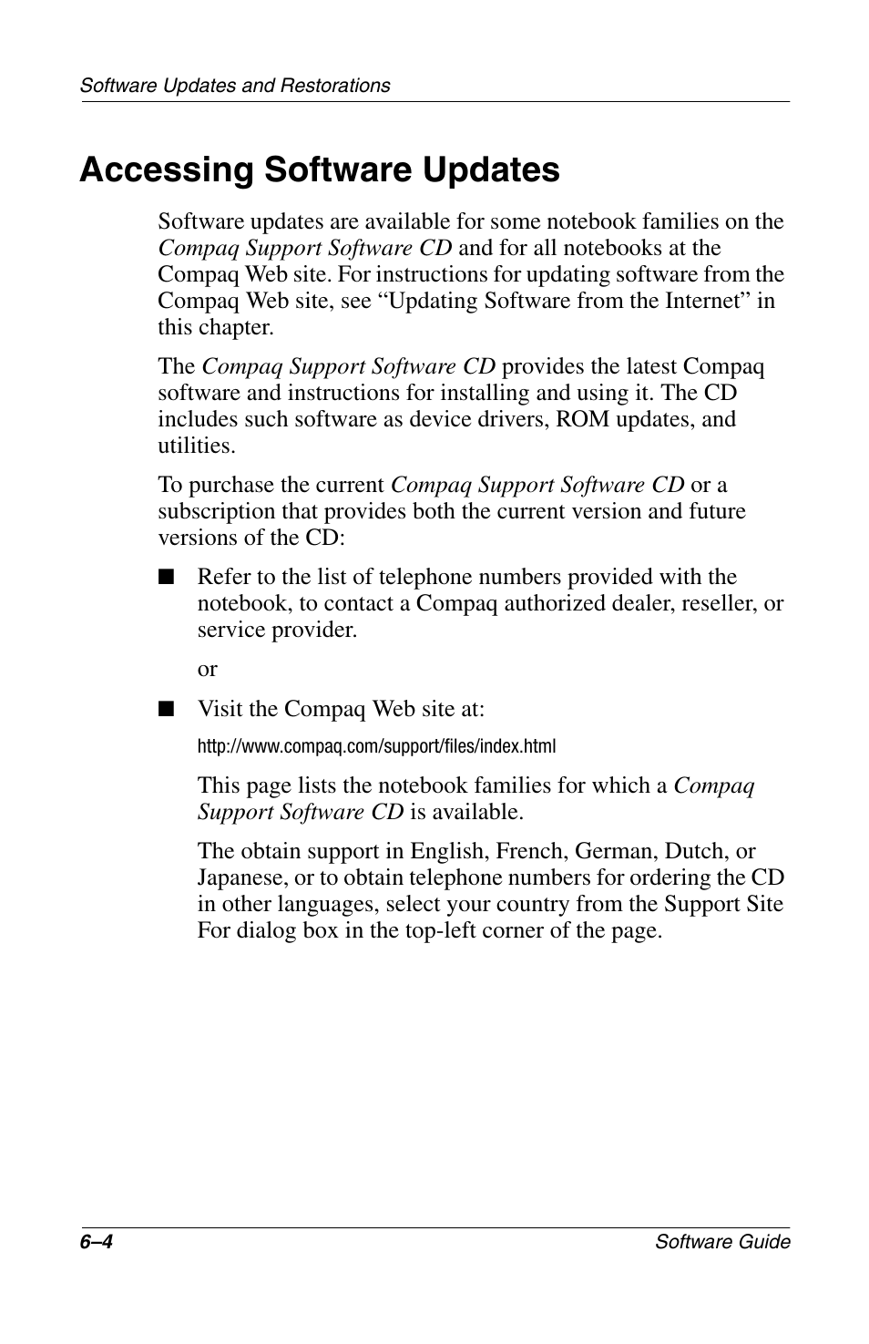 Accessing software updates, Accessing software updates –4 | Compaq 285558-001 User Manual | Page 71 / 98