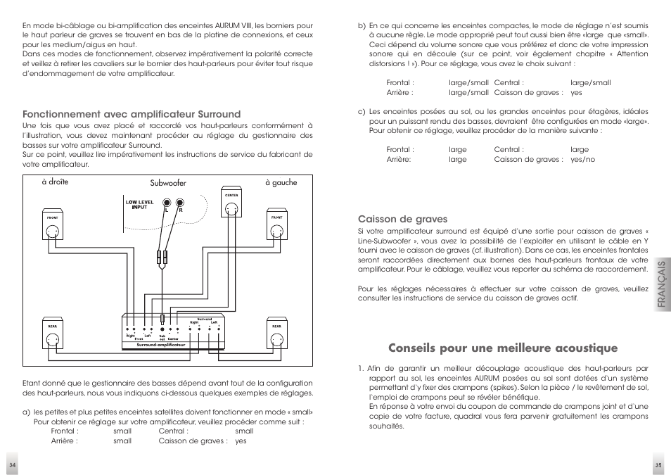 Conseils pour une meilleure acoustique | Quadral AURUM VIII User Manual | Page 18 / 29